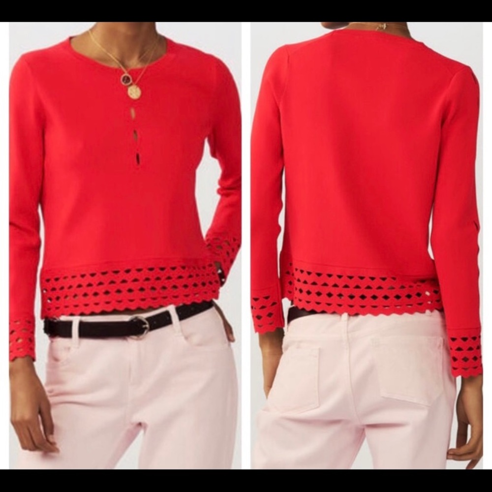 MAJE red knit sweater with subtle cutouts